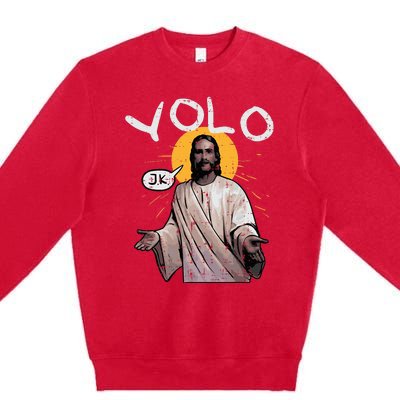 Easter Yolo Jk Jesus Funny Religious Christian Premium Crewneck Sweatshirt