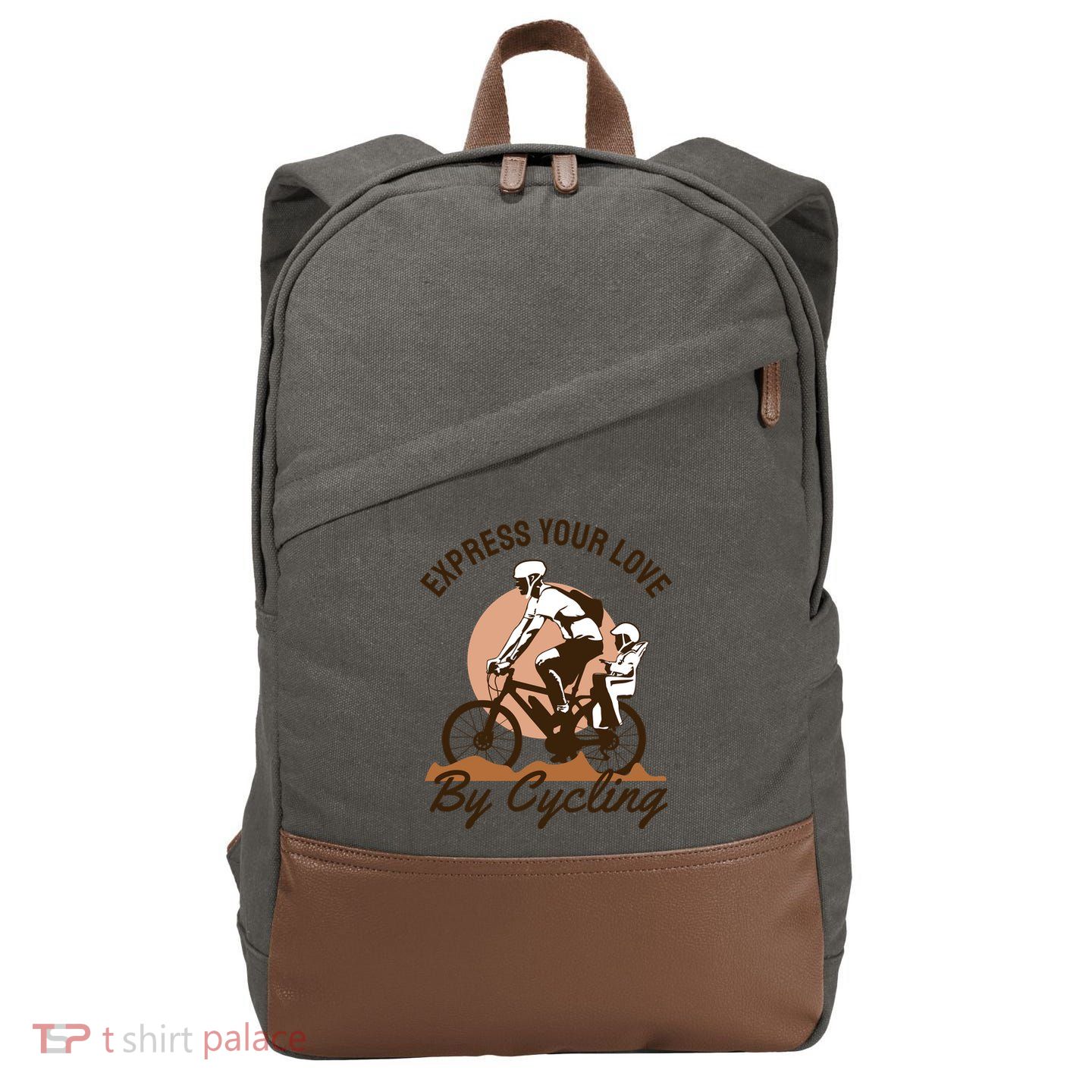 Express Your Love By Cycling Cotton Canvas Backpack