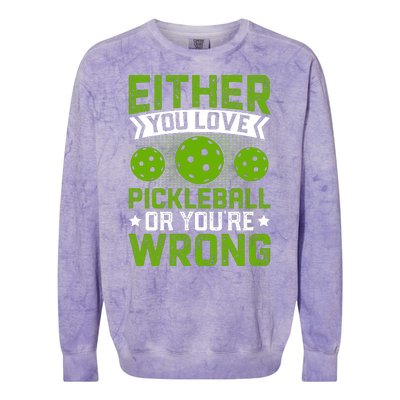 Either You Love Pickleball Gift For Pickleball Player Colorblast Crewneck Sweatshirt