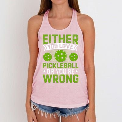 Either You Love Pickleball Gift For Pickleball Player Women's Knotted Racerback Tank