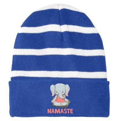 Elephant Yoga Meditation Namaste Gift Striped Beanie with Solid Band