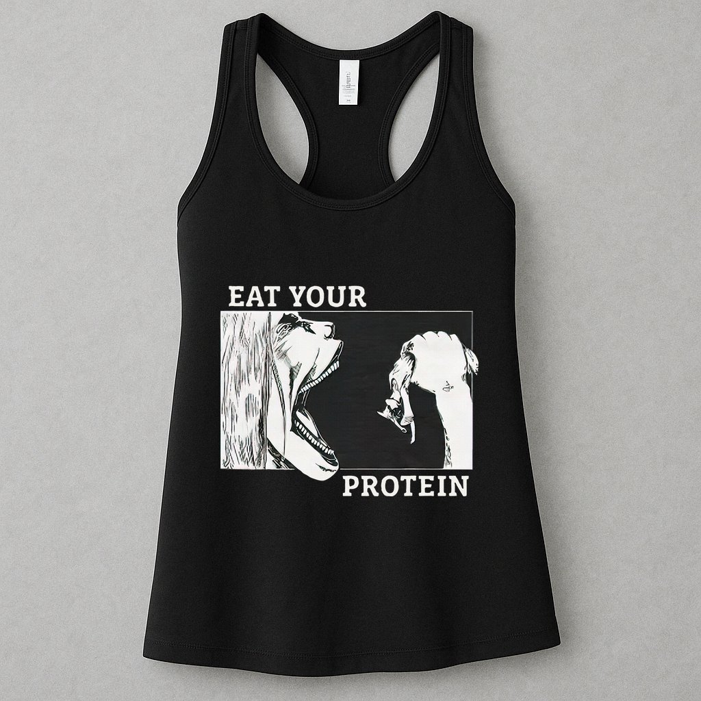 Eat Your Protein A.N.I.M.E Gym Pump Bodybuilding Fitness Womens Tank Top