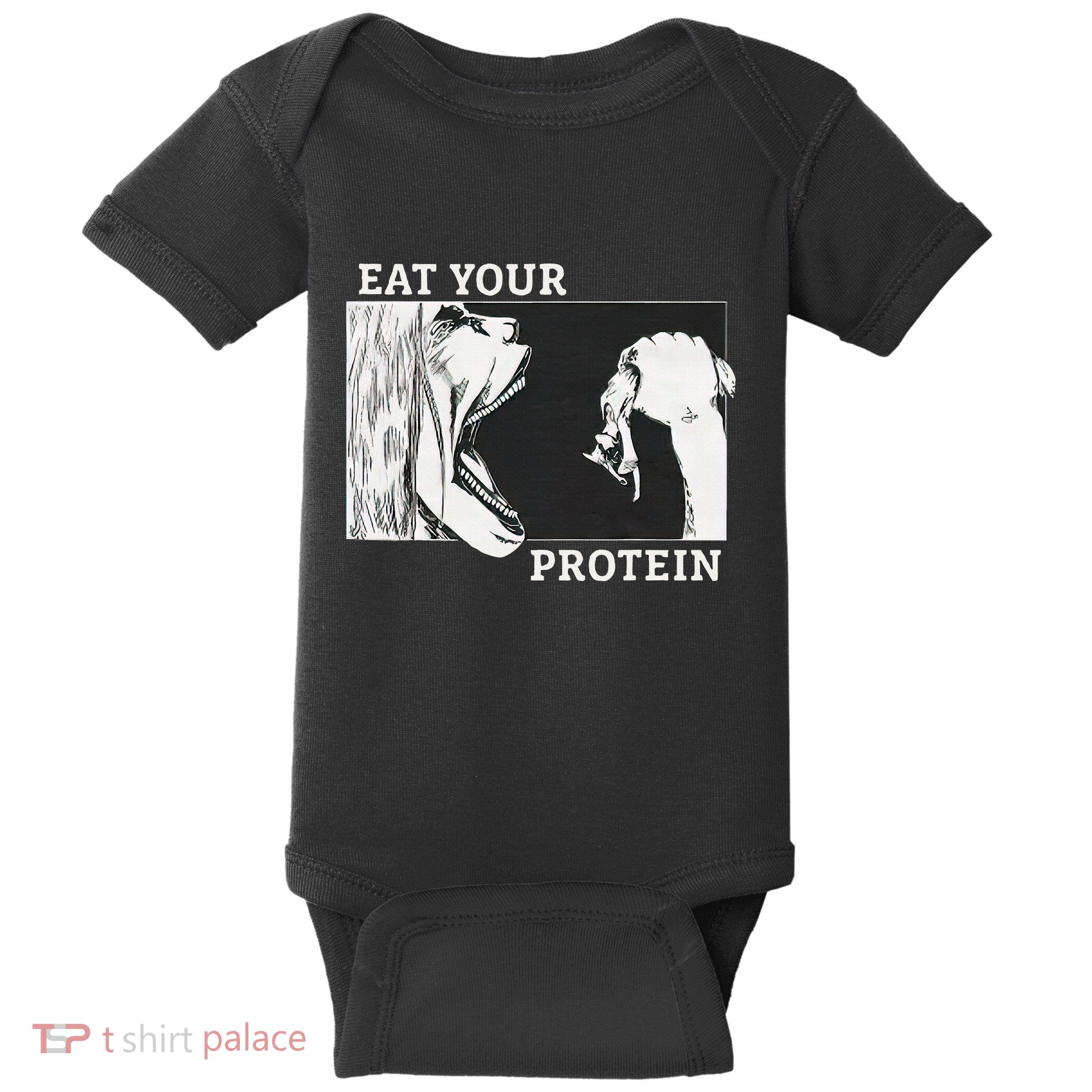 Eat Your Protein A.N.I.M.E Gym Pump Bodybuilding Fitness Baby Bodysuit