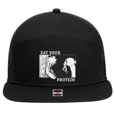 E.A.T. Yo.U.R. P.R.O.T.E.I.N Anime Gym Pump Bodybuilding Fitness 7 Panel Mesh Trucker Snapback Hat