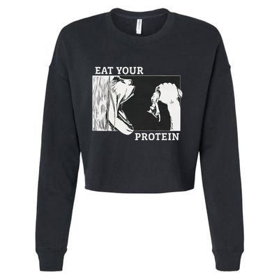 E.A.T. Yo.U.R. P.R.O.T.E.I.N Anime Gym Pump Bodybuilding Fitness Cropped Pullover Crew