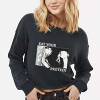 E.A.T. Yo.U.R. P.R.O.T.E.I.N Anime Gym Pump Bodybuilding Fitness Cropped Pullover Crew