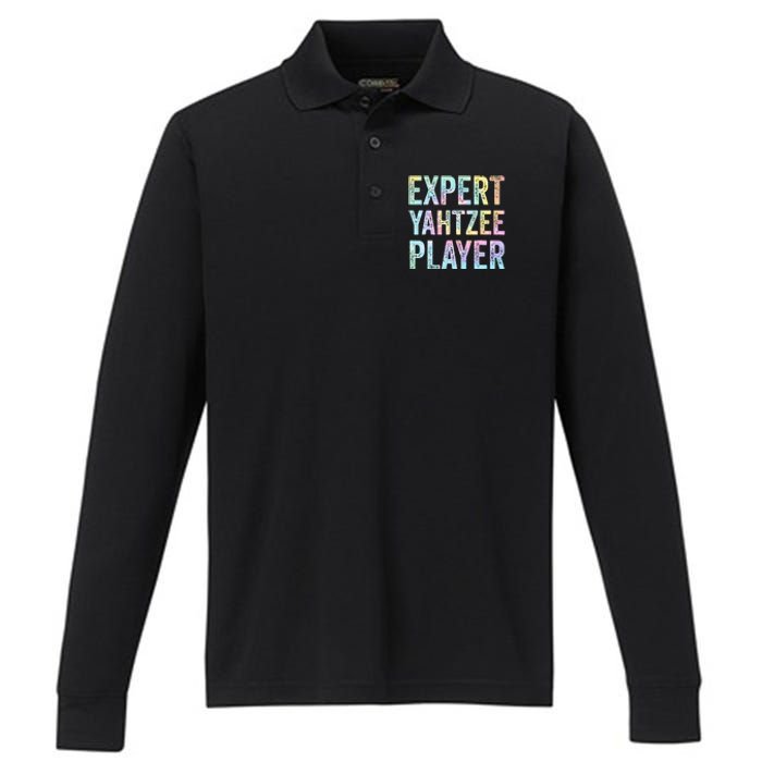 Expert Yahtzee Player Tie Dye Performance Long Sleeve Polo