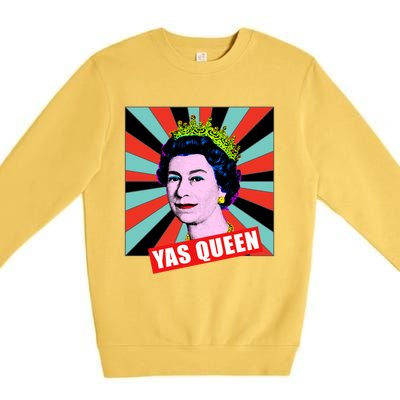 Elizabeth Yas Queen Retro Pop Art Queen Of England Gift Premium Crewneck Sweatshirt