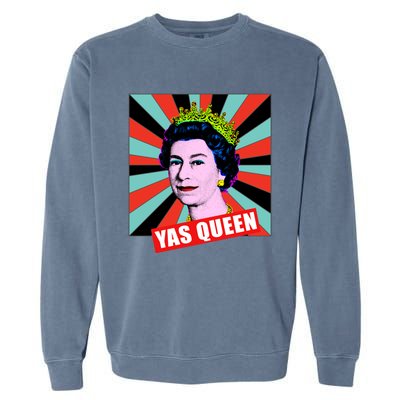 Elizabeth Yas Queen Retro Pop Art Queen Of England Gift Garment-Dyed Sweatshirt