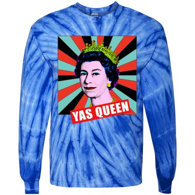 Elizabeth Yas Queen Retro Pop Art Queen Of England Gift Tie-Dye Long Sleeve Shirt