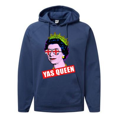 Elizabeth Yas Queen With Sunglasses Queen Of England Meaningful Gift Performance Fleece Hoodie