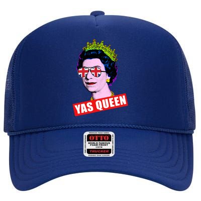 Elizabeth Yas Queen With Sunglasses Queen Of England Meaningful Gift High Crown Mesh Back Trucker Hat