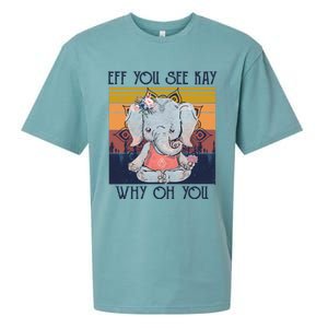 Eff You See Kay Why Oh You Funny Retro Elephant Yoga Lover Funny Gift Sueded Cloud Jersey T-Shirt