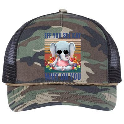 Eff You See Kay Why Oh You Elephant Cute Yoga Tee Gift Retro Rope Trucker Hat Cap