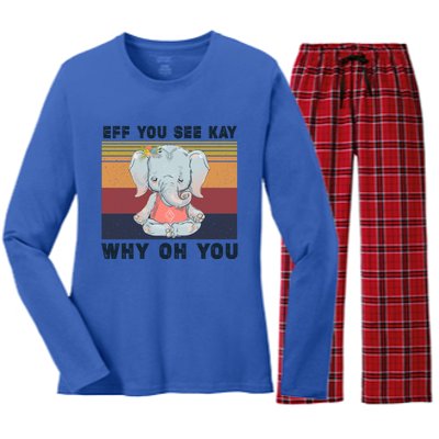 Eff You See Kay Why Oh You Elephant Yoga Cool Gift Women's Long Sleeve Flannel Pajama Set 