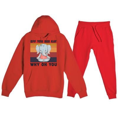 Eff You See Kay Why Oh You Elephant Yoga Cool Gift Premium Hooded Sweatsuit Set