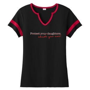 Educate Your Sons Funny Gift Ladies Halftime Notch Neck Tee