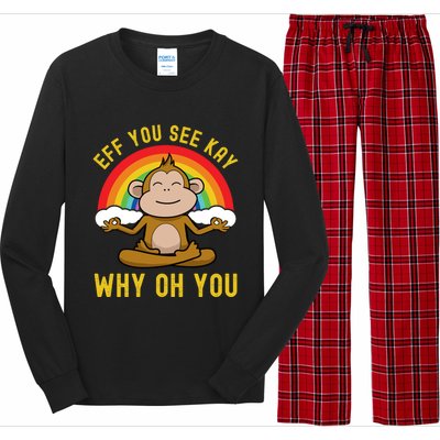 Eff You See Kay Why Oh You Funny Rainbow Monkey Yoga Lover Cool Gift Long Sleeve Pajama Set