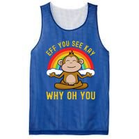 Eff You See Kay Why Oh You Funny Rainbow Monkey Yoga Lover Cool Gift Mesh Reversible Basketball Jersey Tank