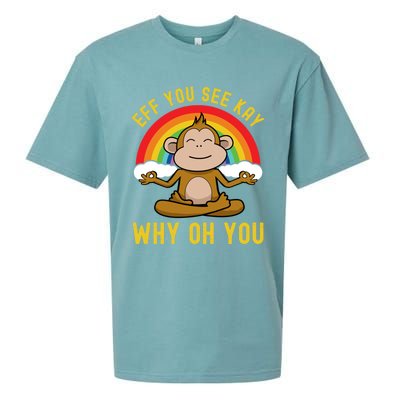 Eff You See Kay Why Oh You Funny Rainbow Monkey Yoga Lover Cool Gift Sueded Cloud Jersey T-Shirt