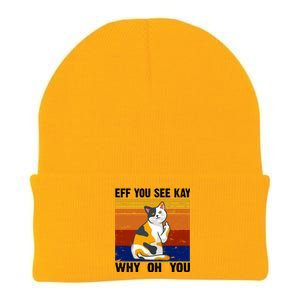 EFF You See Kay Why Oh You Funny Cat Middle Finger Knit Cap Winter Beanie