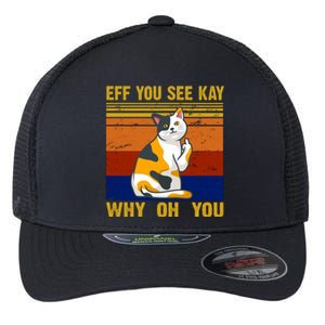 EFF You See Kay Why Oh You Funny Cat Middle Finger Flexfit Unipanel Trucker Cap