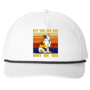 EFF You See Kay Why Oh You Funny Cat Middle Finger Snapback Five-Panel Rope Hat