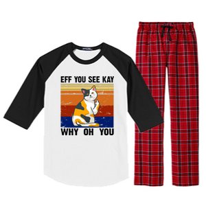 EFF You See Kay Why Oh You Funny Cat Middle Finger Raglan Sleeve Pajama Set