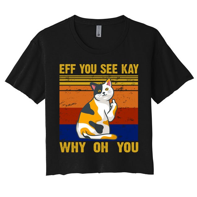 EFF You See Kay Why Oh You Funny Cat Middle Finger Crop Top