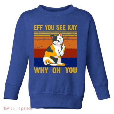 EFF You See Kay Why Oh You Funny Cat Middle Finger Toddler Sweatshirt