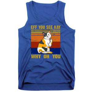 EFF You See Kay Why Oh You Funny Cat Middle Finger Tank Top