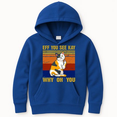 EFF You See Kay Why Oh You Funny Cat Middle Finger Kids Hoodie