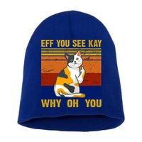 EFF You See Kay Why Oh You Funny Cat Middle Finger Short Acrylic Beanie