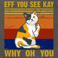 EFF You See Kay Why Oh You Funny Cat Middle Finger Cotton Canvas Backpack