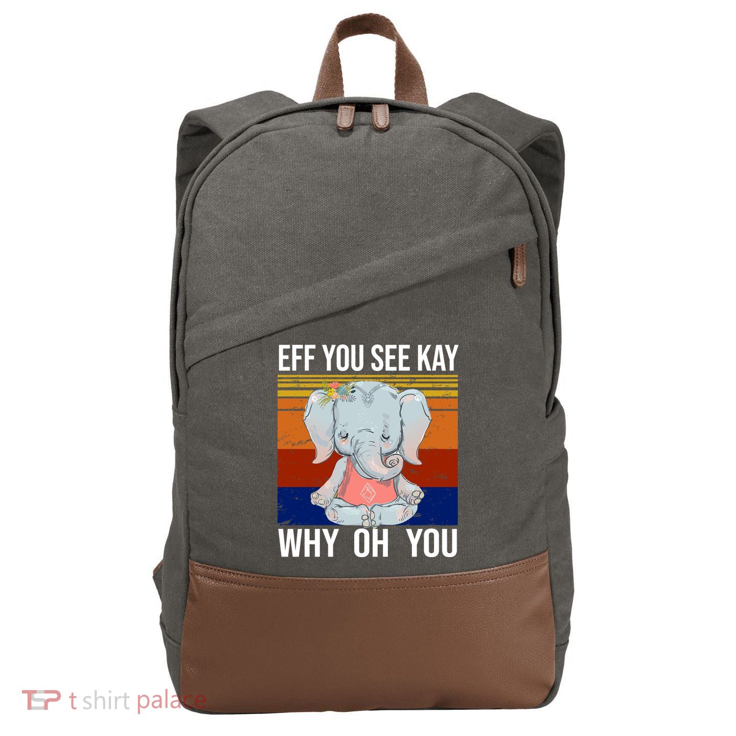 EFF You See Kay Why Oh You Elephant Cotton Canvas Backpack