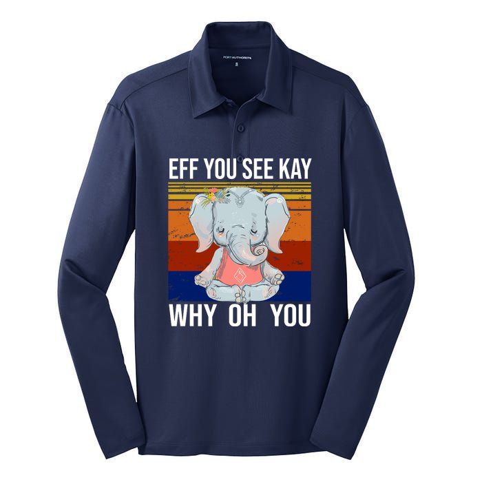 EFF You See Kay Why Oh You Elephant Silk Touch Performance Long Sleeve Polo