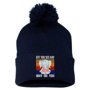 EFF You See Kay Why Oh You Elephant Pom Pom 12in Knit Beanie