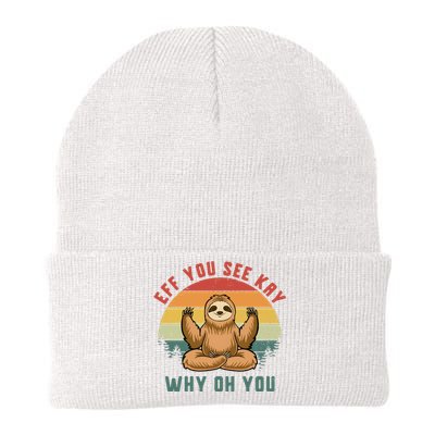 Eff You See Kay Why Oh You Vintage Yoga Sloth Knit Cap Winter Beanie