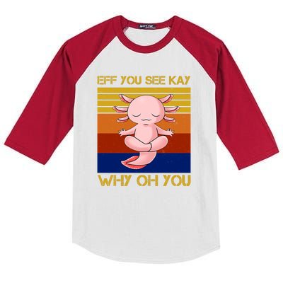 Eff You See Kay Why Oh You Funny Axolotl Kids Colorblock Raglan Jersey