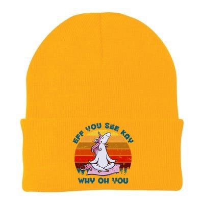 EFF You See Kay Why Oh You Funny Yoga Unicorn Knit Cap Winter Beanie