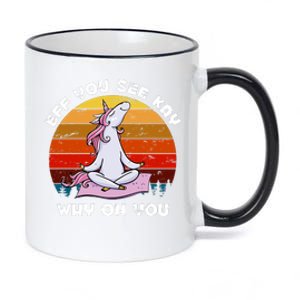 EFF You See Kay Why Oh You Funny Yoga Unicorn 11oz Black Color Changing Mug