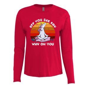 EFF You See Kay Why Oh You Funny Yoga Unicorn Womens Cotton Relaxed Long Sleeve T-Shirt