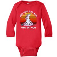 EFF You See Kay Why Oh You Funny Yoga Unicorn Baby Long Sleeve Bodysuit