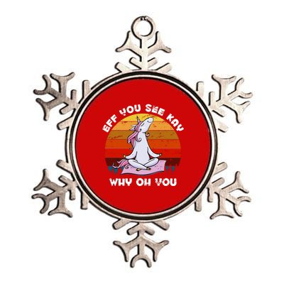 EFF You See Kay Why Oh You Funny Yoga Unicorn Metallic Star Ornament