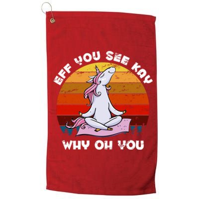 EFF You See Kay Why Oh You Funny Yoga Unicorn Platinum Collection Golf Towel