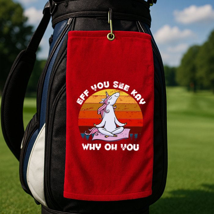 EFF You See Kay Why Oh You Funny Yoga Unicorn Golf Towel