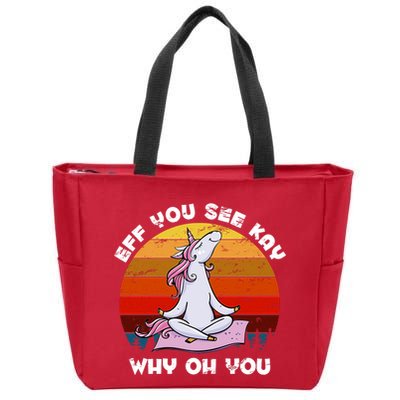 EFF You See Kay Why Oh You Funny Yoga Unicorn Zip Tote Bag