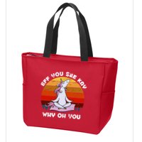 EFF You See Kay Why Oh You Funny Yoga Unicorn Zip Tote Bag