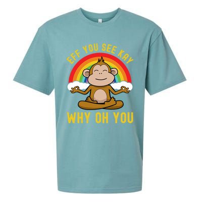 Eff You See Kay Why Oh You Funny Rainbow Monkey Yoga Lover Gift Sueded Cloud Jersey T-Shirt