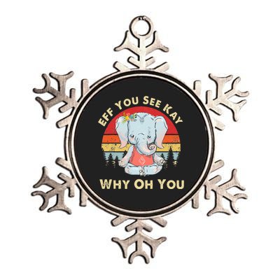 Eff You See Kay Why Oh You Funny Vintage Elephant Yoga Lover Metallic Star Ornament